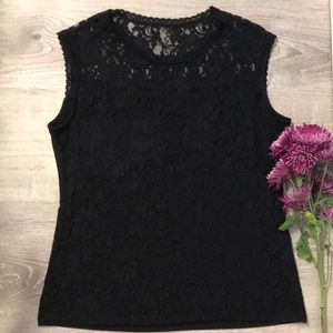 New York & Company sleeveless black lace top